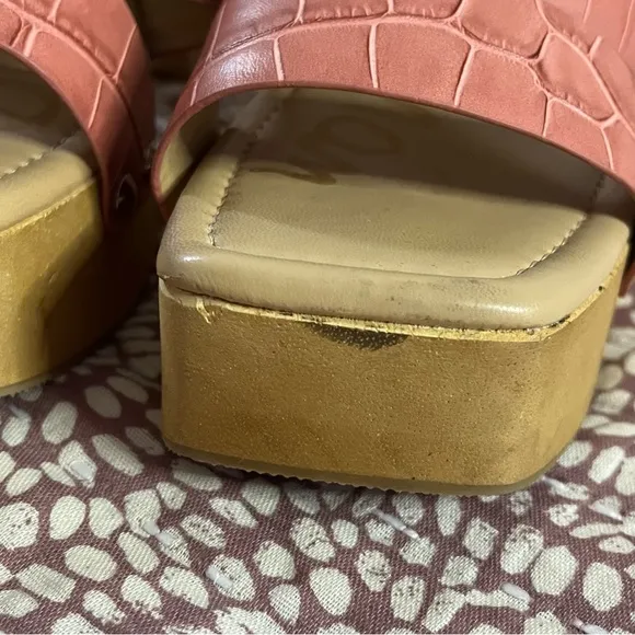 Sam Edelman Rosalind Platform Heeled Sandals in Terra Rose Croc Size 8.5