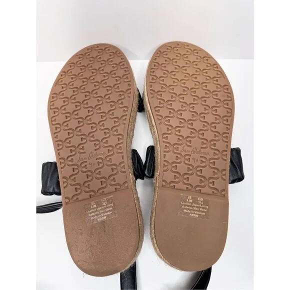 Sam Edelman Sandals Womens 9.5 Black Leather Wraparound Espadrille Platform
