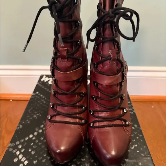 Sam Edelman Women's Burgundy Lace-Up Boots