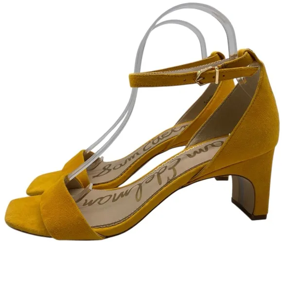 Sam Edelman Womens Shoes Holmes Sandals 8.5 Yellow Suede Leather Feminine Chic