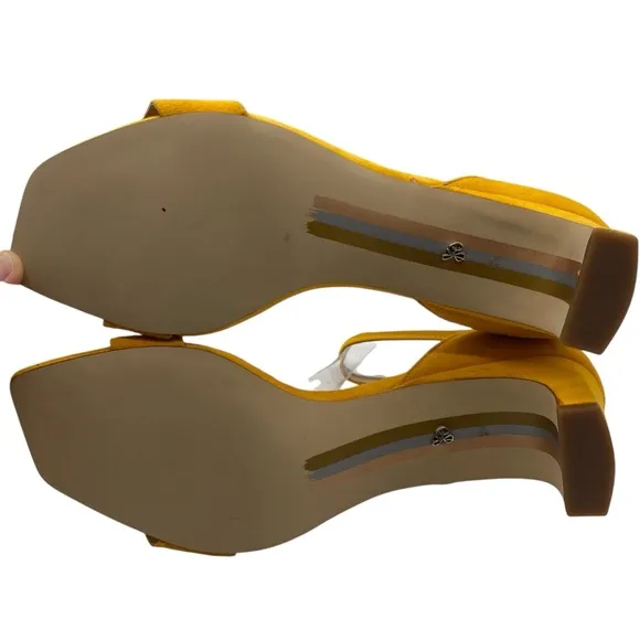 Sam Edelman Womens Shoes Holmes Sandals 8.5 Yellow Suede Leather Feminine Chic