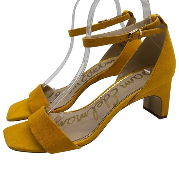 Sam Edelman Womens Shoes Holmes Sandals 8.5 Yellow Suede Leather Feminine Chic