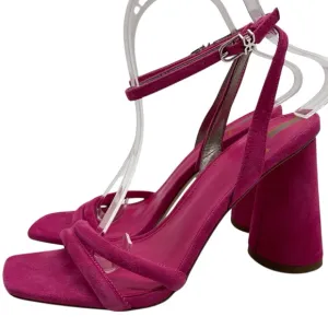 Sam Edelman Womens Shoes Kia Block Heel Sandals Sz 7.5 Pink Suede Leather Chic