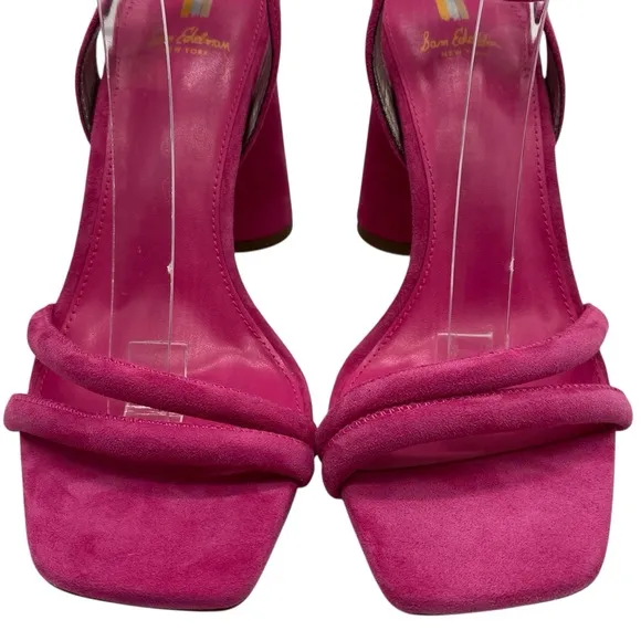 Sam Edelman Womens Shoes Kia Block Heel Sandals Sz 7.5 Pink Suede Leather Chic