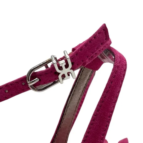 Sam Edelman Womens Shoes Kia Block Heel Sandals Sz 7.5 Pink Suede Leather Chic