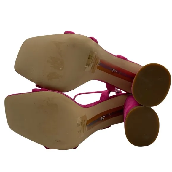 Sam Edelman Womens Shoes Kia Block Heel Sandals Sz 7.5 Pink Suede Leather Chic