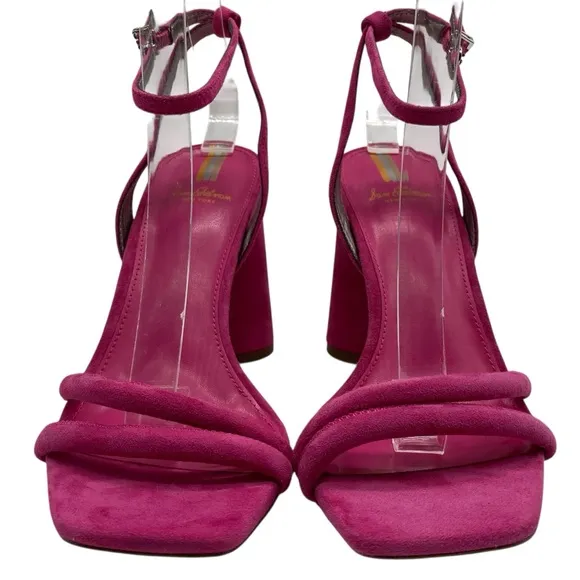Sam Edelman Womens Shoes Kia Block Heel Sandals Sz 7.5 Pink Suede Leather Chic
