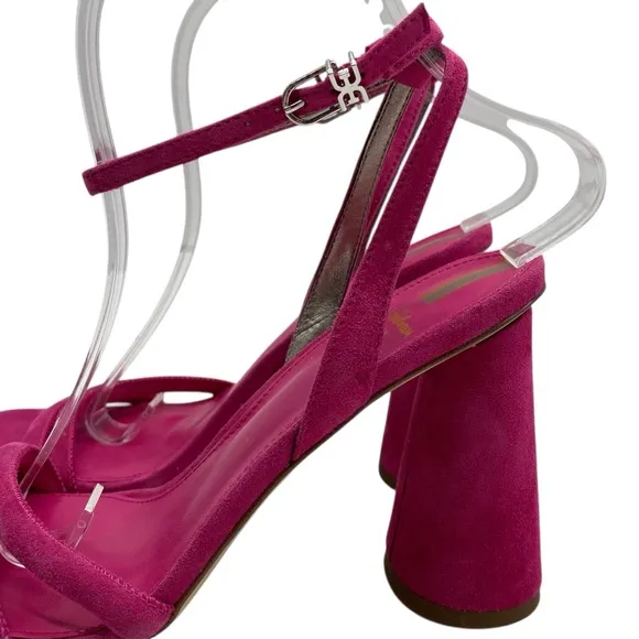 Sam Edelman Womens Shoes Kia Block Heel Sandals Sz 7.5 Pink Suede Leather Chic