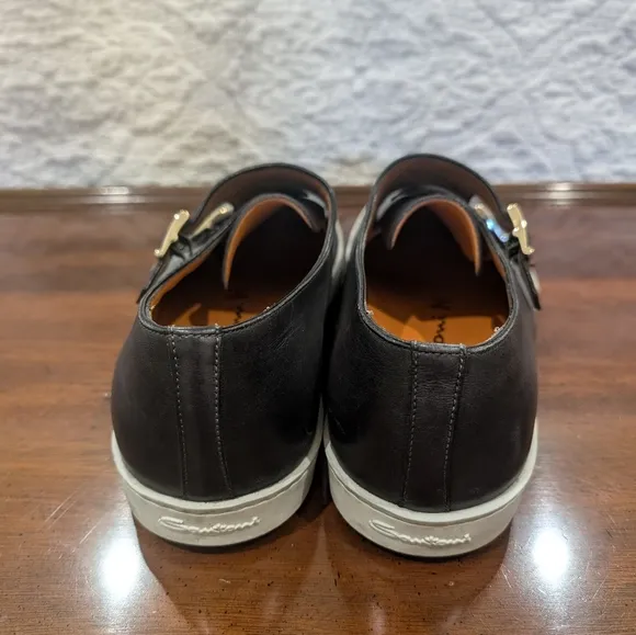 Santoni Atlantis Dark Gray Double Monk Strap Leather Sneaker 9 US