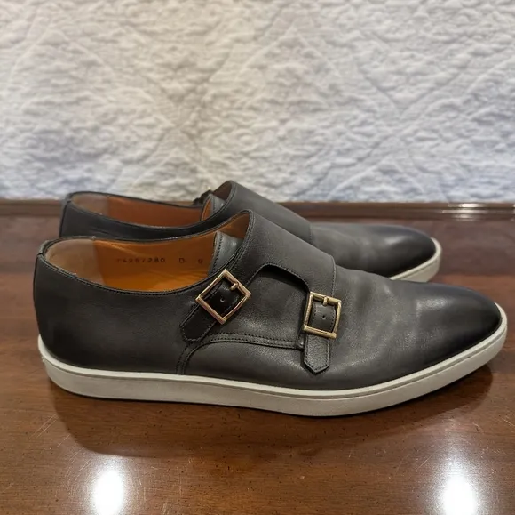 Santoni Atlantis Dark Gray Double Monk Strap Leather Sneaker 9 US