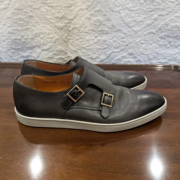 Santoni Atlantis Dark Gray Double Monk Strap Leather Sneaker 9 US