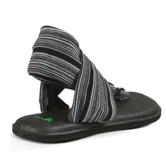 Sanuk Gray Stripe Yoga Sling 2 Prints Sandal, Women’s Size 8.
