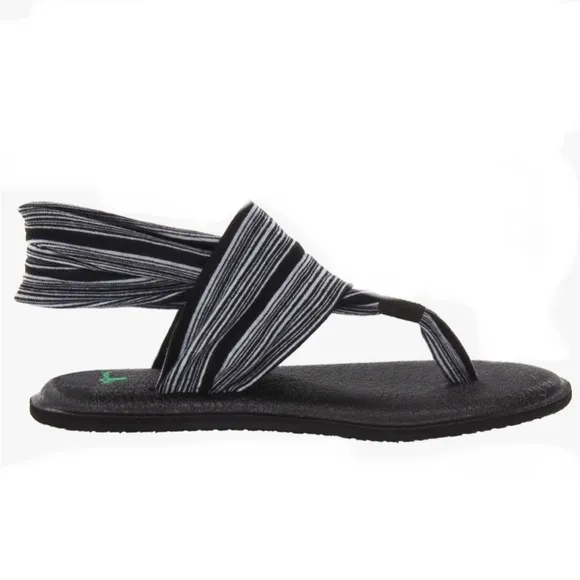 Sanuk Gray Stripe Yoga Sling 2 Prints Sandal, Women’s Size 8.