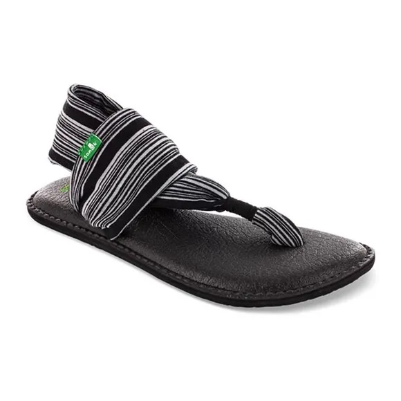 Sanuk Gray Stripe Yoga Sling 2 Prints Sandal, Women’s Size 8.