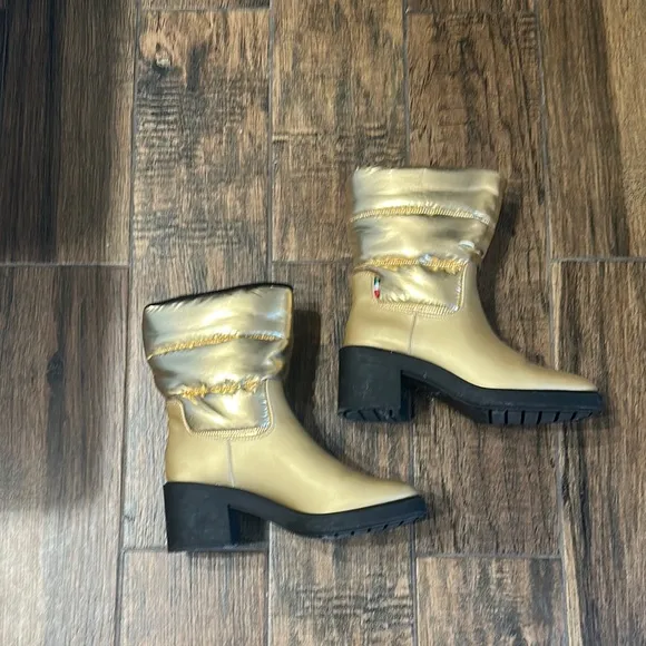 SARTO By Franco Sarto Gold Ankle Boots with Chunky Sole