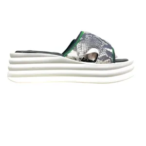 SARTO Franco Sarto Womens Platform Slide Sandals Vina Snake Fabric Gray Sz 9.5M