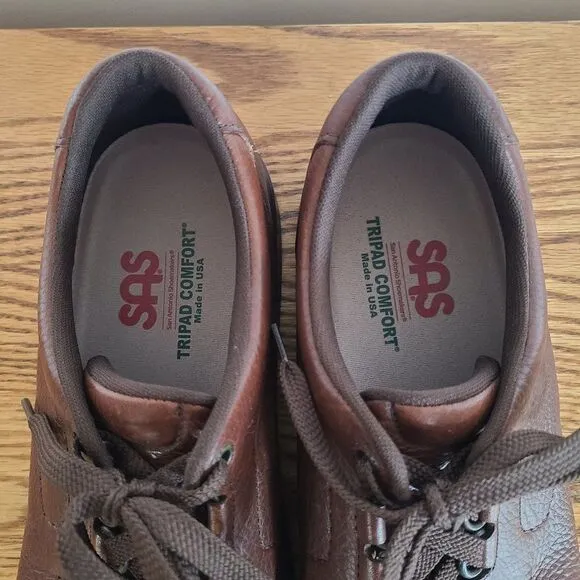 SAS Mens Bout Time Cordovan Brown Leather Lace Up Shoes Size 12 Narrow