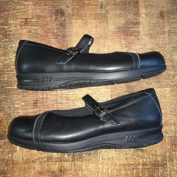 SAS San Antonio Shoes Clare Non Slip Mary Jane Loafer Black Womens 9 Narrow