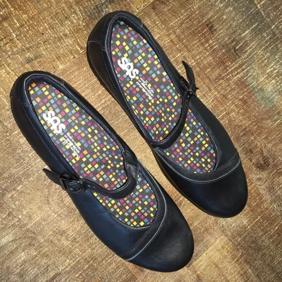 SAS San Antonio Shoes Clare Non Slip Mary Jane Loafer Black Womens 9 Narrow