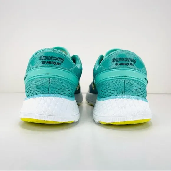 SAUCONY EVERUN FREEDOM ISO FIT GREEN &amp; GRAY RUNNING SHOES ATHLEISURE SNEAKERS