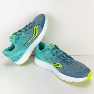 SAUCONY EVERUN FREEDOM ISO FIT GREEN &amp; GRAY RUNNING SHOES ATHLEISURE SNEAKERS
