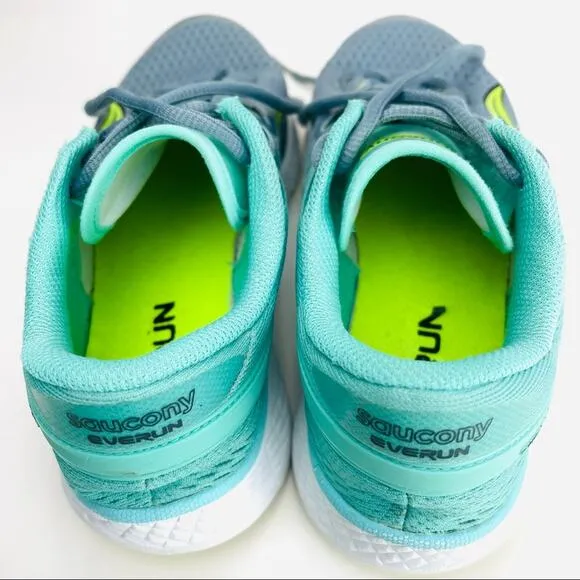 SAUCONY EVERUN FREEDOM ISO FIT GREEN &amp; GRAY RUNNING SHOES ATHLEISURE SNEAKERS