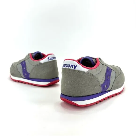 SAUCONY JAZZ ORIGINAL GRAY PURPLE PINK &amp; WHITE SUEDE LEATHER ATHLEISURE SNEAKERS