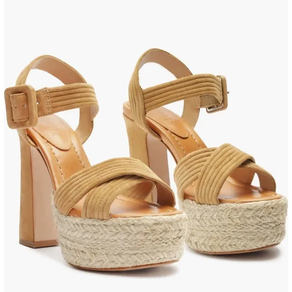 Schutz $158 Blisse Platform Sandals in Nude Carmel