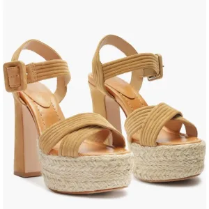 Schutz $158 Blisse Platform Sandals in Nude Carmel
