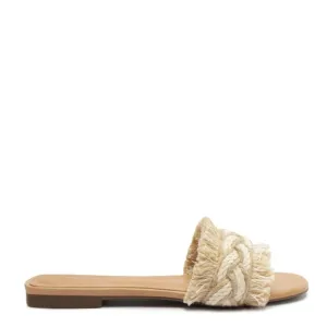 SCHUTZ Adelia Flat Straw Slide Sandals size 8.5 new with tag