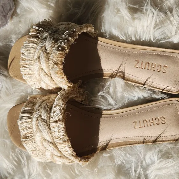 SCHUTZ Adelia Flat Straw Slide Sandals size 8.5 new with tag