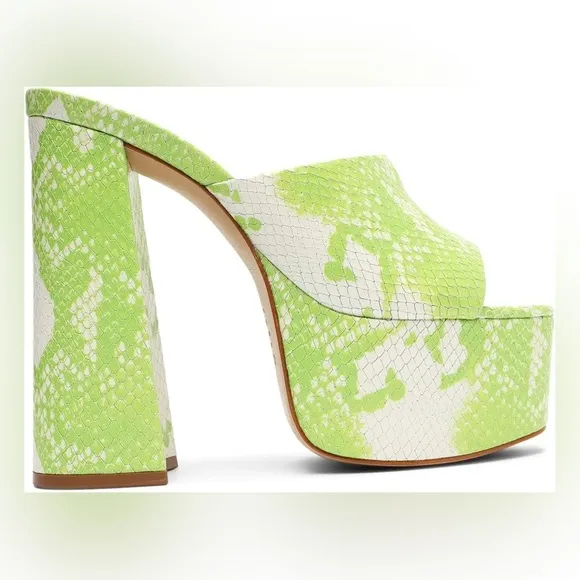 Schutz Cali Snake Embossed Platform Sandal Bright Leaf