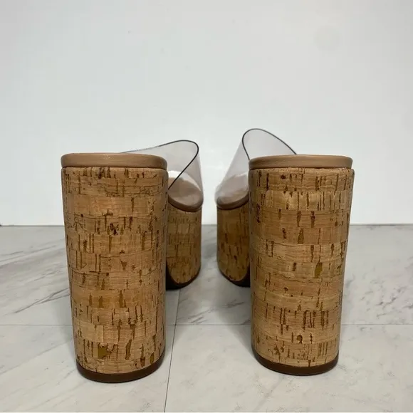 Schutz Dalle Vinyl Cork Platform Heeled Sandal 11B