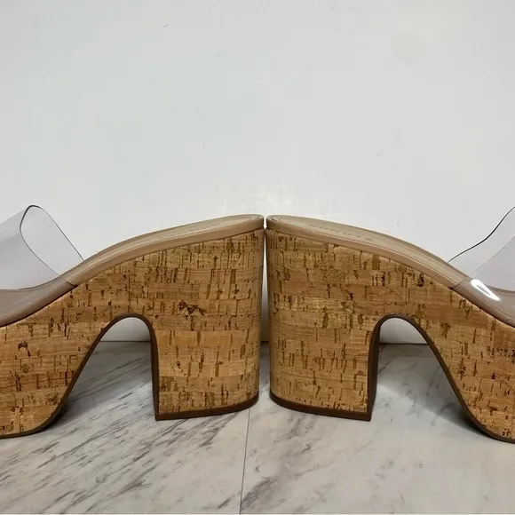 Schutz Dalle Vinyl Cork Platform Heeled Sandal 11B