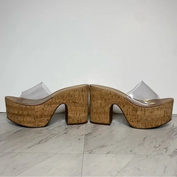 Schutz Dalle Vinyl Cork Platform Heeled Sandal 11B