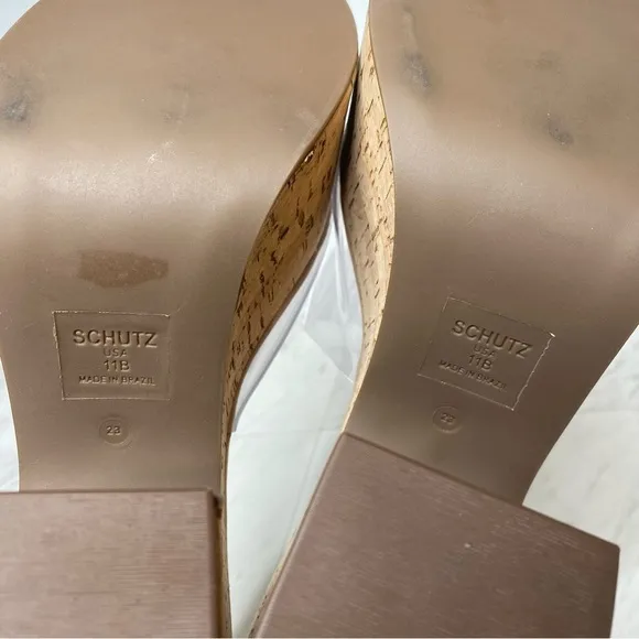 Schutz Dalle Vinyl Cork Platform Heeled Sandal 11B