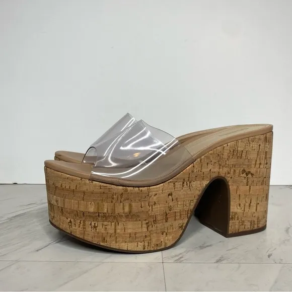 Schutz Dalle Vinyl Cork Platform Heeled Sandal 11B