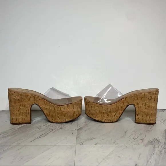Schutz Dalle Vinyl Cork Platform Heeled Sandal 11B
