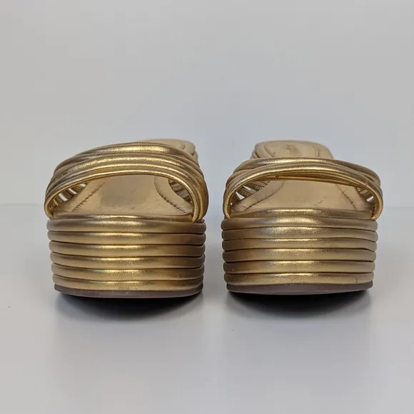 Schutz Gold Leather Platform Sandals 8.5