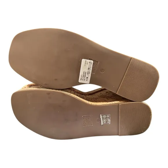 Schutz Size 10.5 Women's Dalle Vinyl Cutout Platform Wedge Sandals Cork NEW