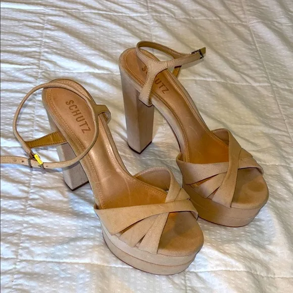SCHUTZ Tan Platform Sandals High Heel