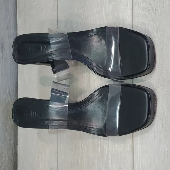 SCHUTZ Womens Ariella Block Heels Leather sandals shoes sz 9.5B