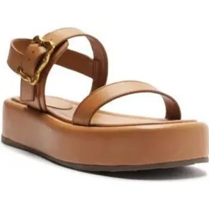 Schutz Women's Brown Wavy Ankle Strap Platform Sandals Size 9B NWOT
