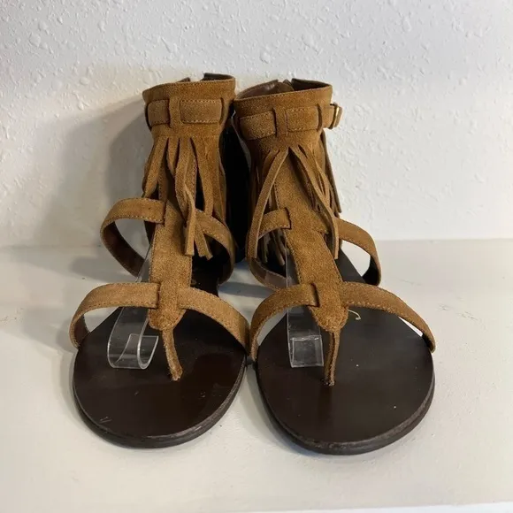 Sergio Zelcer Brown Suede Fringe Sandals