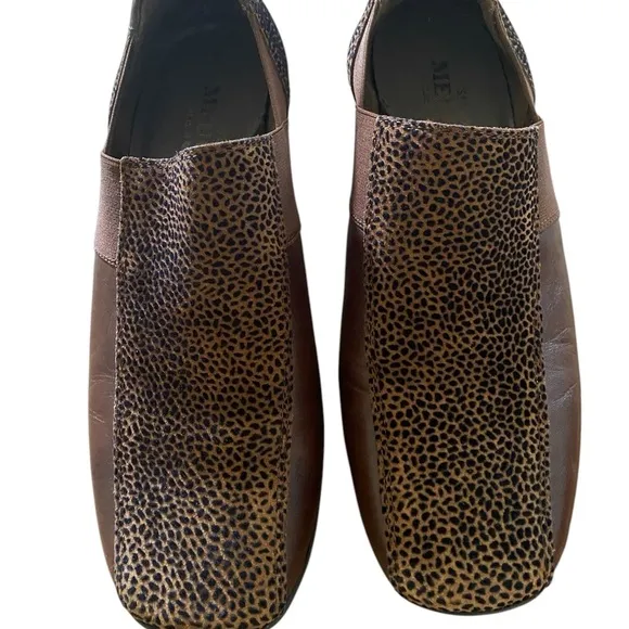 Sesto Meucci ItalyGeneva Embossed Cheetah Print Leather Slip On Cognac Shoes 7
