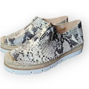 Sesto Meucci Luxurious Snakeskin Leather Zip Front Espadrille Loafers 6 …