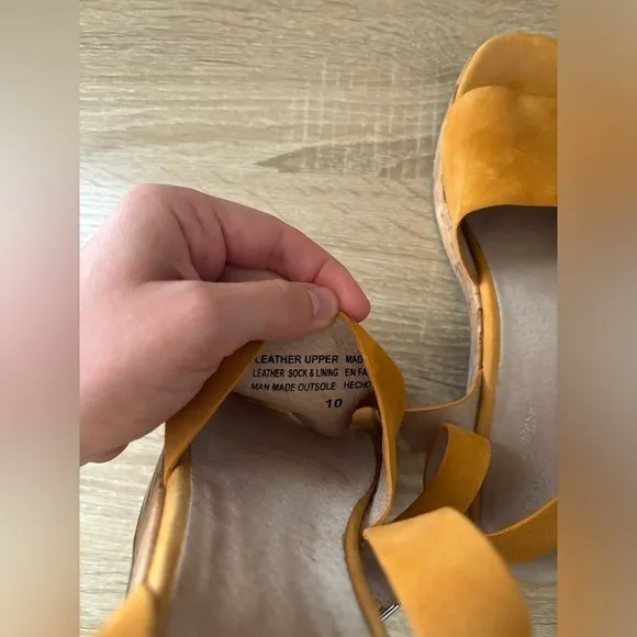 Seychelles Calming Influence Yellow Suede Platform Ankle Strap Boho Sandals