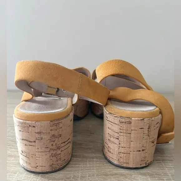 Seychelles Calming Influence Yellow Suede Platform Ankle Strap Boho Sandals