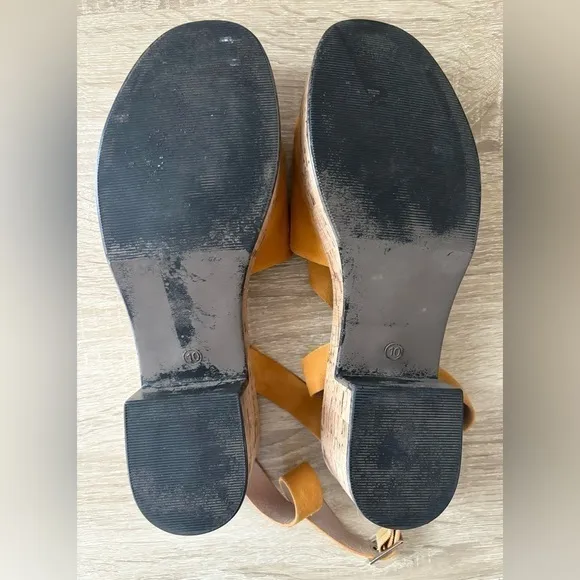 Seychelles Calming Influence Yellow Suede Platform Ankle Strap Boho Sandals