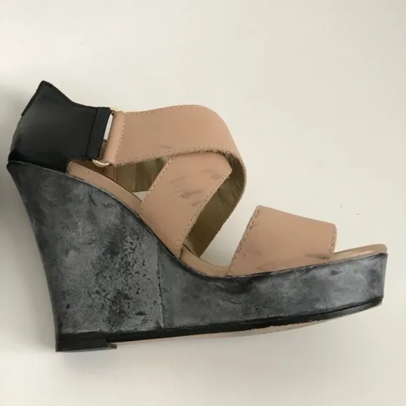 Seychelles Color Block Leather Wedge Platform Sandals Size 8